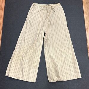 By Malene Birger Cream Pinstripe Wide-Leg Drawstring Pants